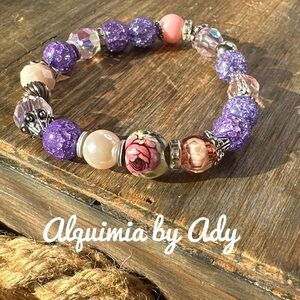 COPY - Maxi and chunky purple crackled Quartz beaded bracelet